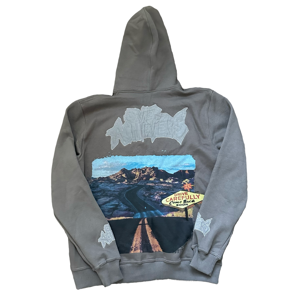 Over Achievers Las Vegas Cut and Sewn Grey Embroidered Zip Up