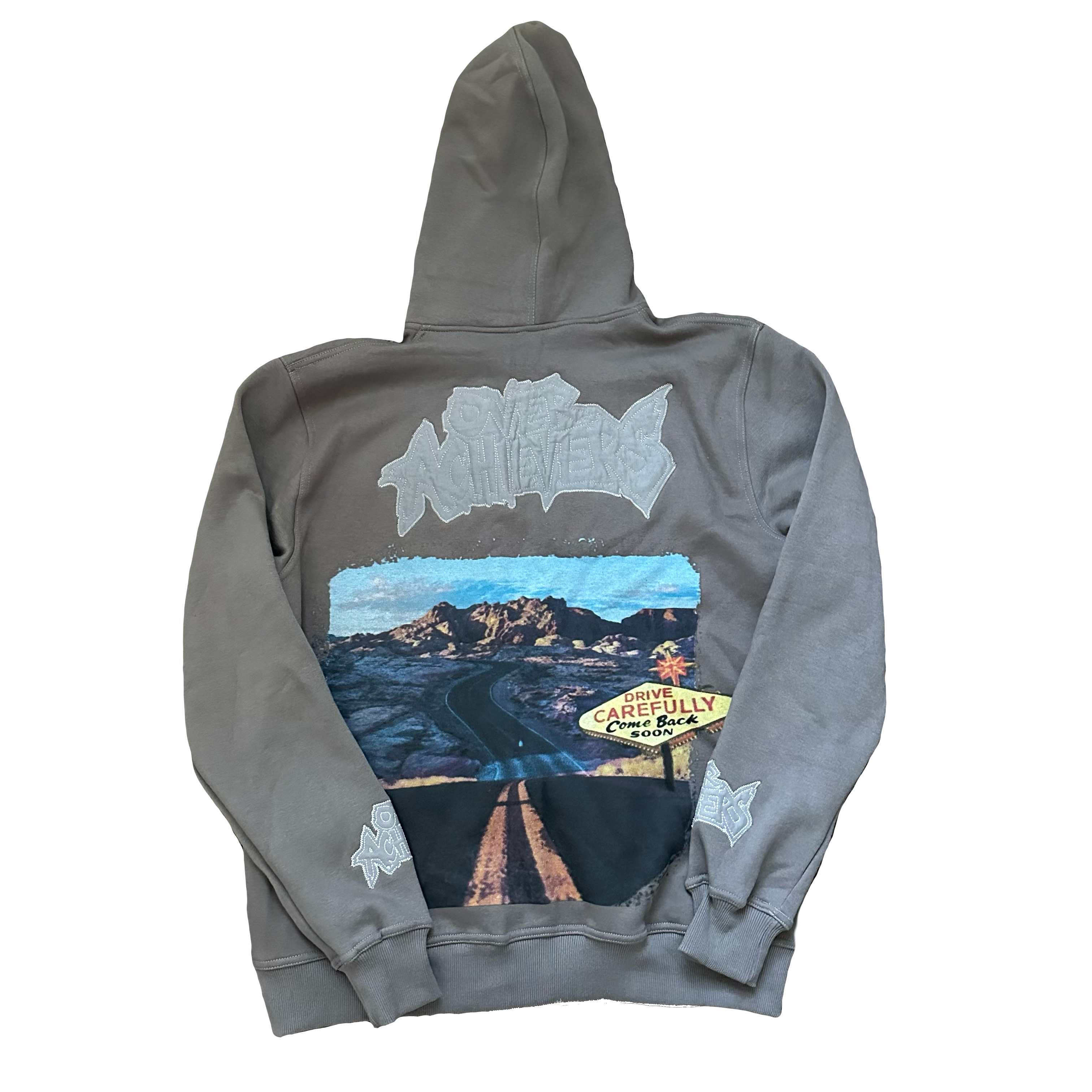 Over Achievers Las Vegas Cut and Sewn Grey Embroidered Zip Up