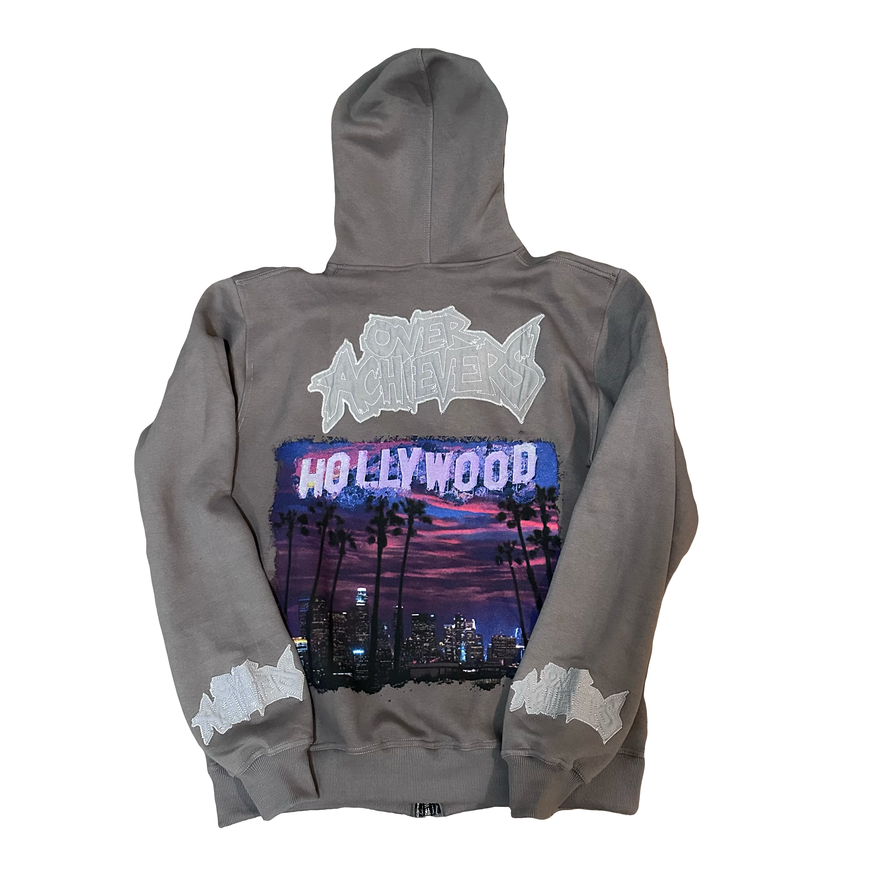 Over Achievers Los Angeles Cut and Sewn Grey Embroidered Zip Up