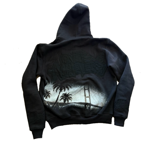 Over Achievers All Black Cut and Sewn Embroidered Bay Area Interstate Hoodie